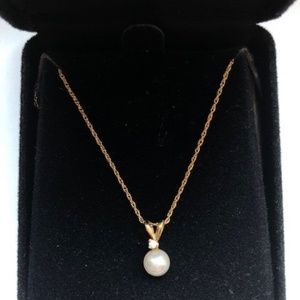 ✨Authentic Pearl and Diamond Pendant Necklace